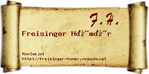 Freisinger Hümér névjegykártya